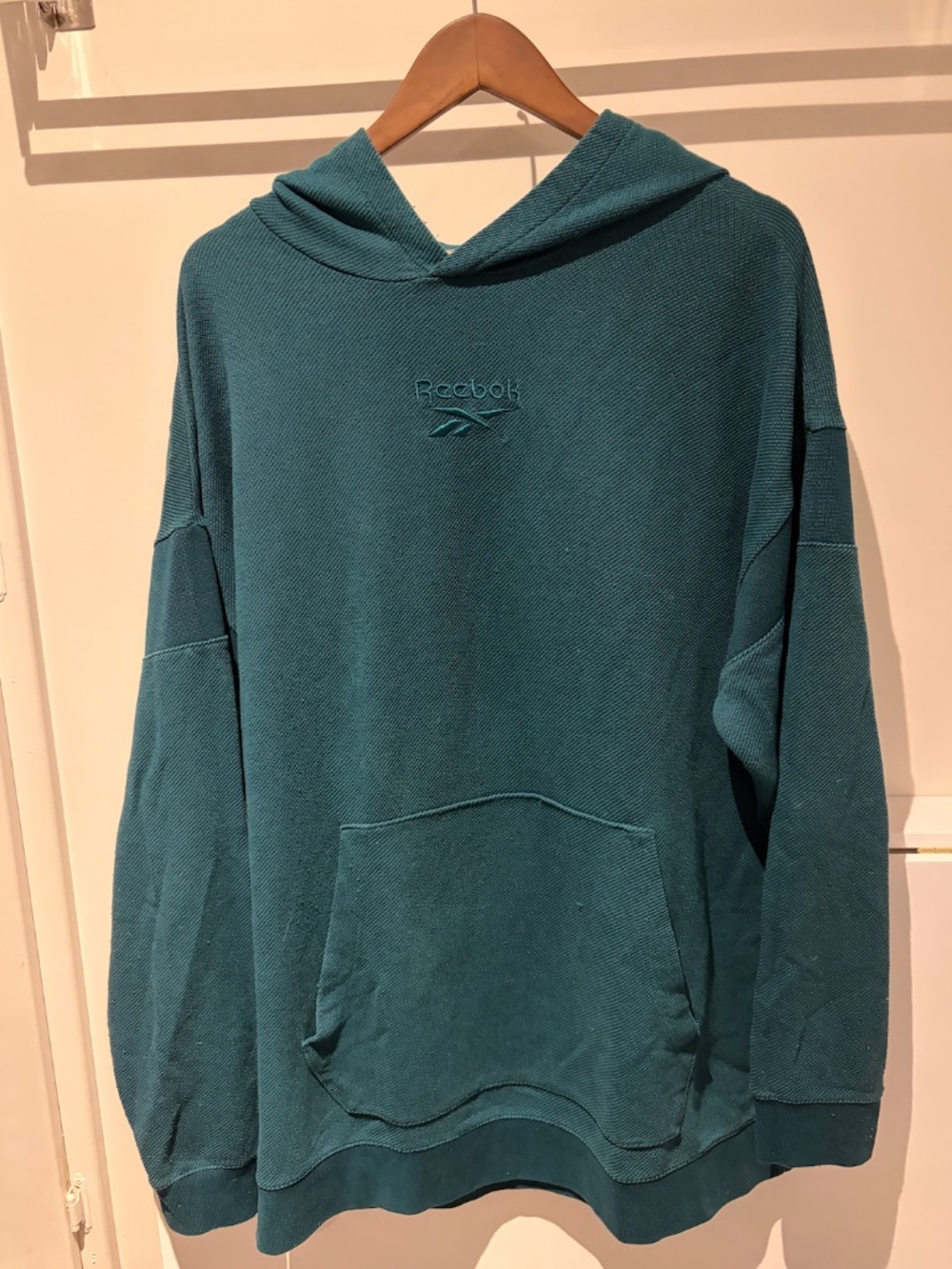 Reebok Teal Oversized Hoodie Embroidered Logo Size XL